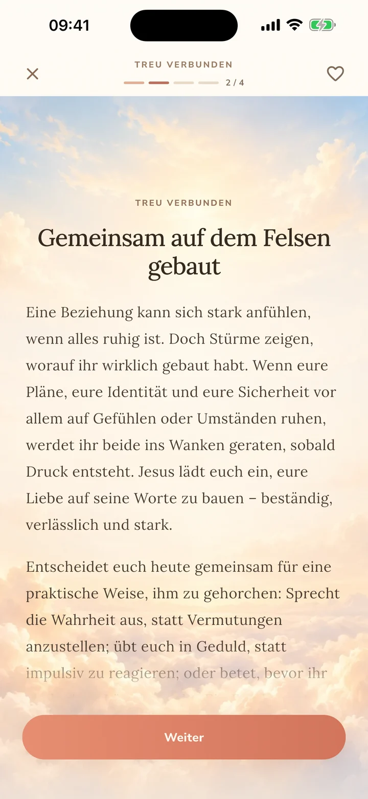 Eine tägliche Andacht mit Lese- und Hörfunktionen in Godly Couples