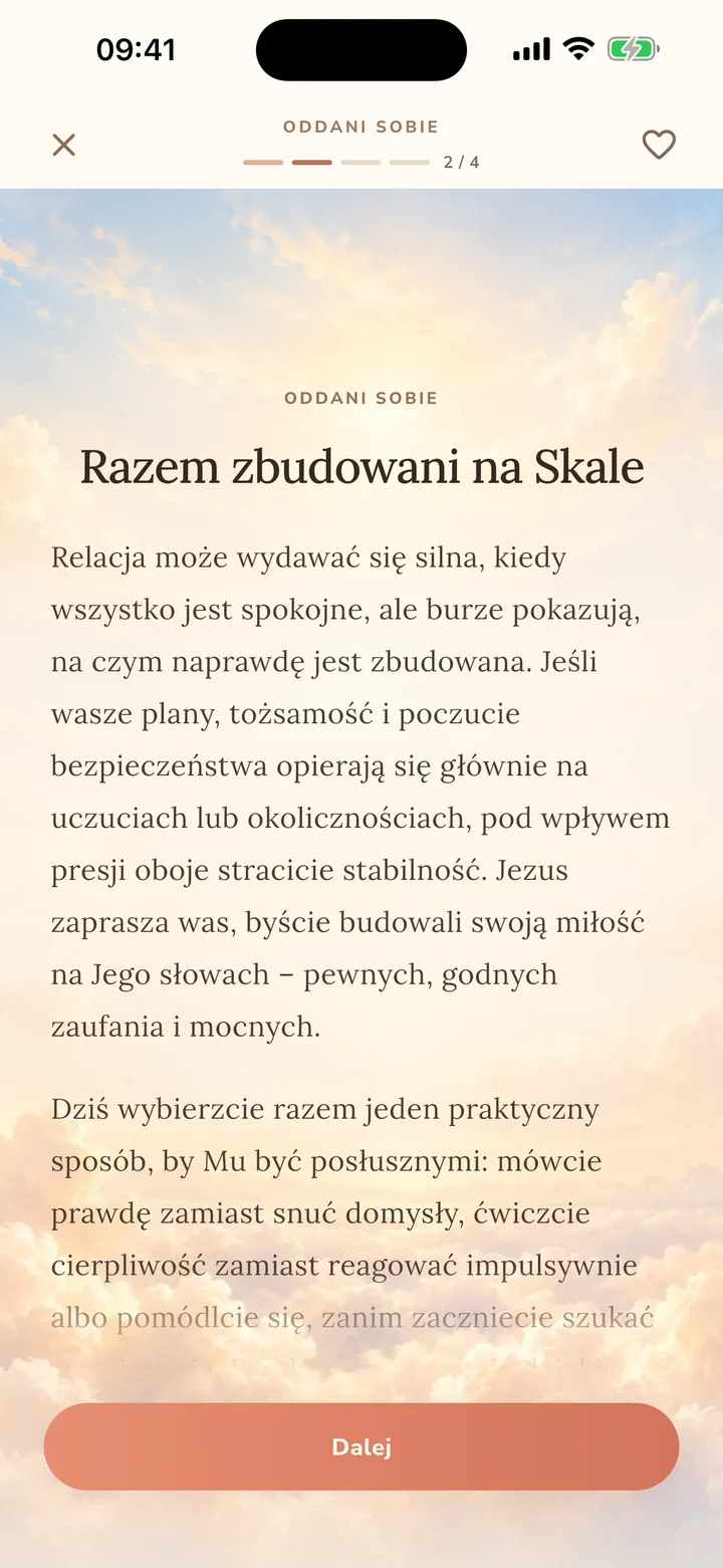 Codzienne rozważanie z opcjami czytania i słuchania w Godly Couples