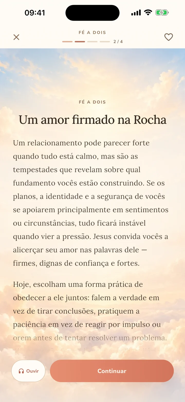 Um devocional diário com opções de leitura e áudio no Godly Couples